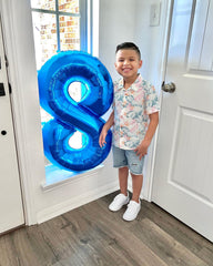 IWERP navy blue foil balloon, durable design for extended celebrations.