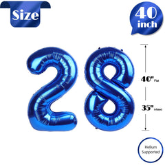 IWERP navy blue 28-number balloon, 40-inch, close-up finish showing foil shine
