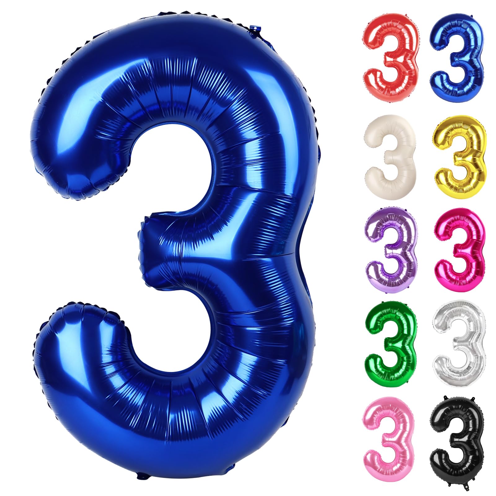 IWERP Night Blue 3-balloon 40-inch front view boosts photo-ready birthday decor.