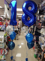 IWERP Night Blue 3-balloon 40-inch photo-backdrop friendly celebration setup.