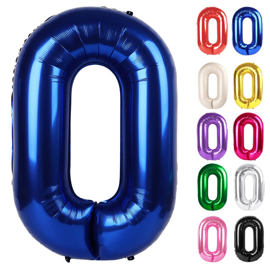 IWERP Night Blue 40-Inch Number 0 Balloon for striking birthday photo backdrops.
