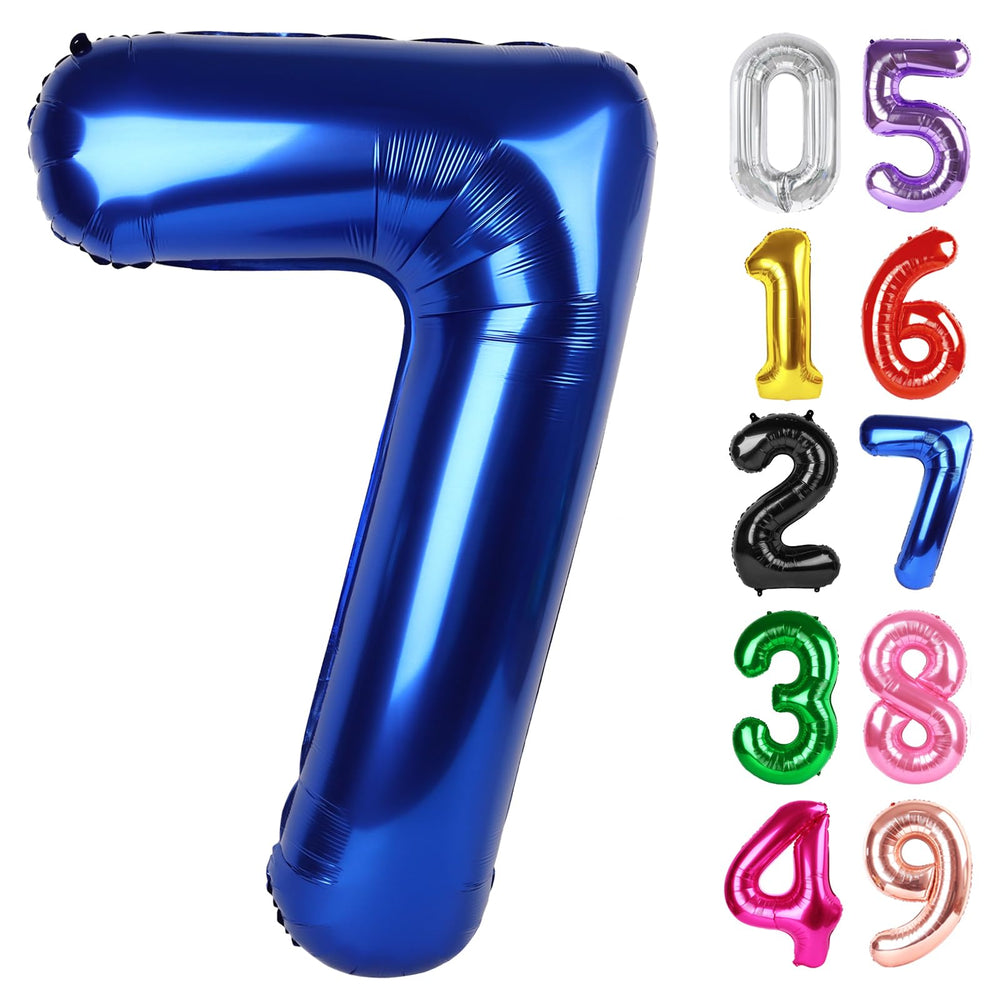 IWERP Night Blue Number 7 balloon 40-inch for a dramatic birthday photo backdrop.