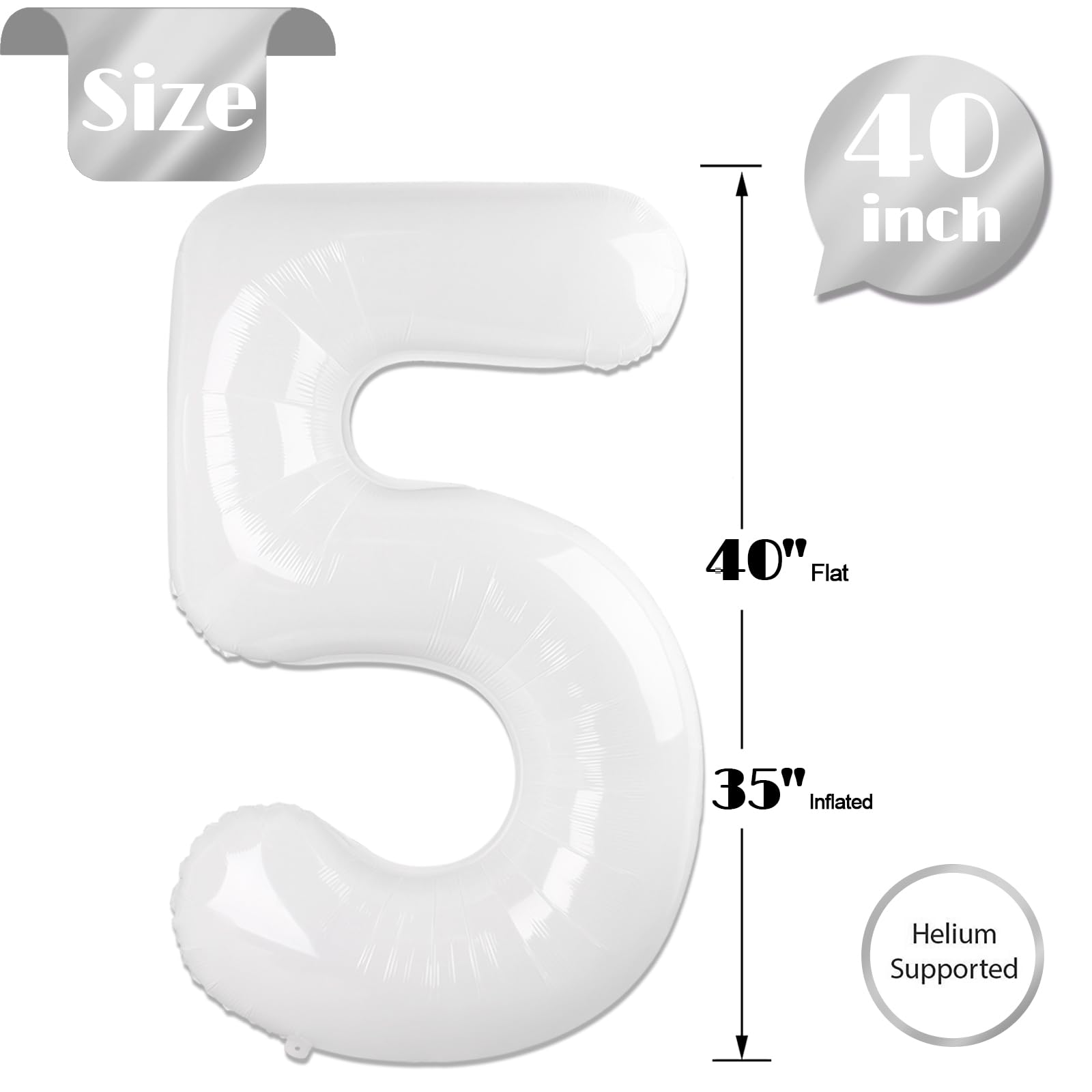 IWERP 5th birthday balloon works with helium or air for versatile display.