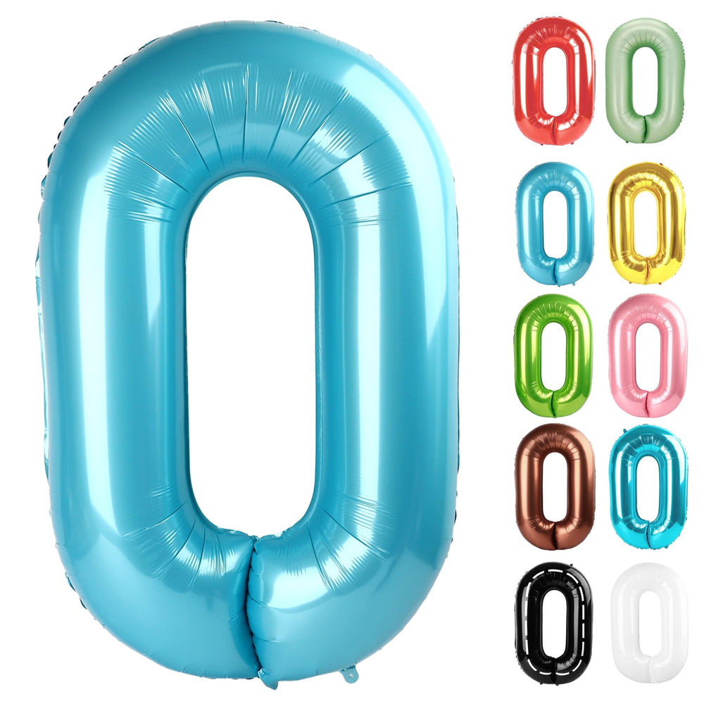 IWERP pearlescent blue 0 balloon, 40-inch display for a bold birthday centerpiece.