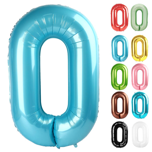 IWERP pearlescent blue 0 balloon, 40-inch display for a bold birthday centerpiece.