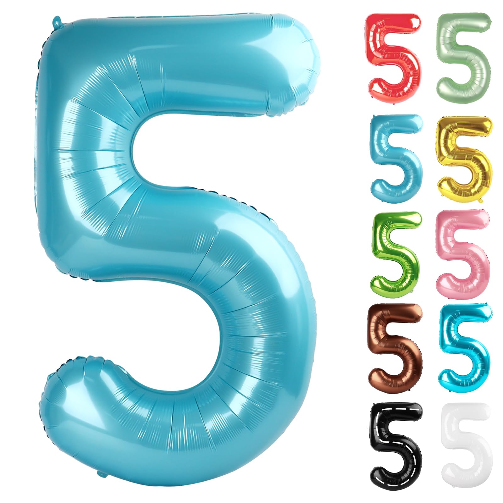 IWERP pearlescent blue 40-inch 5-balloon front view for photo-ready decor.