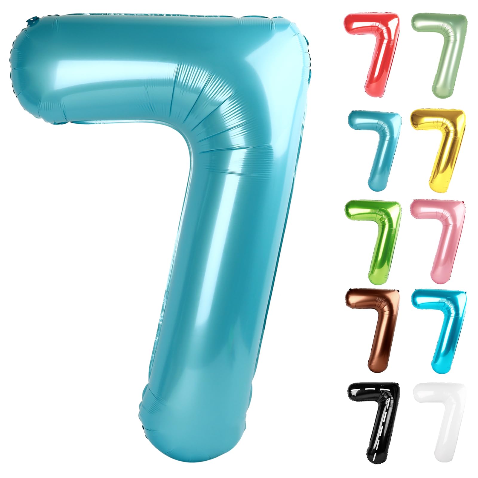 IWERP pearlescent blue 7-balloon 40 inch ideal for photo-worthy seventh birthdays.