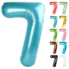 IWERP pearlescent blue 7-balloon 40 inch ideal for photo-worthy seventh birthdays.