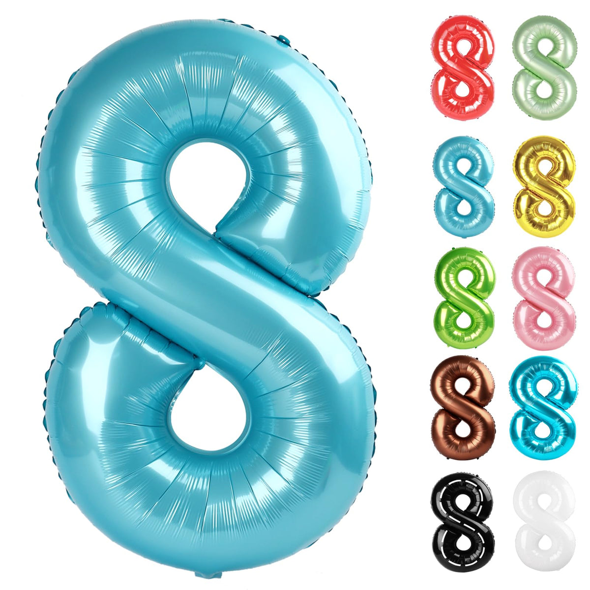 IWERP pearlescent blue 8-balloon 40-inch height for standout 8th birthday decor