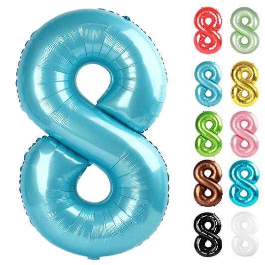 IWERP pearlescent blue 8-balloon 40-inch height for standout 8th birthday decor