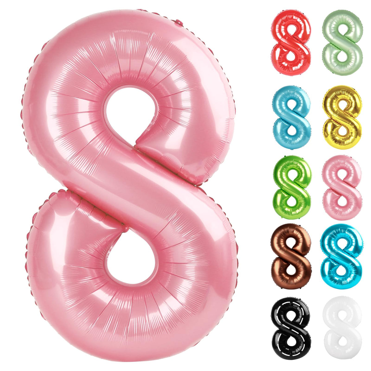 IWERP pearlescent pink 40-inch 8-balloon creates a bold photo backdrop.