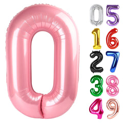 IWERP pearlescent pink 40-inch number 0 balloon for milestone photo backdrop.