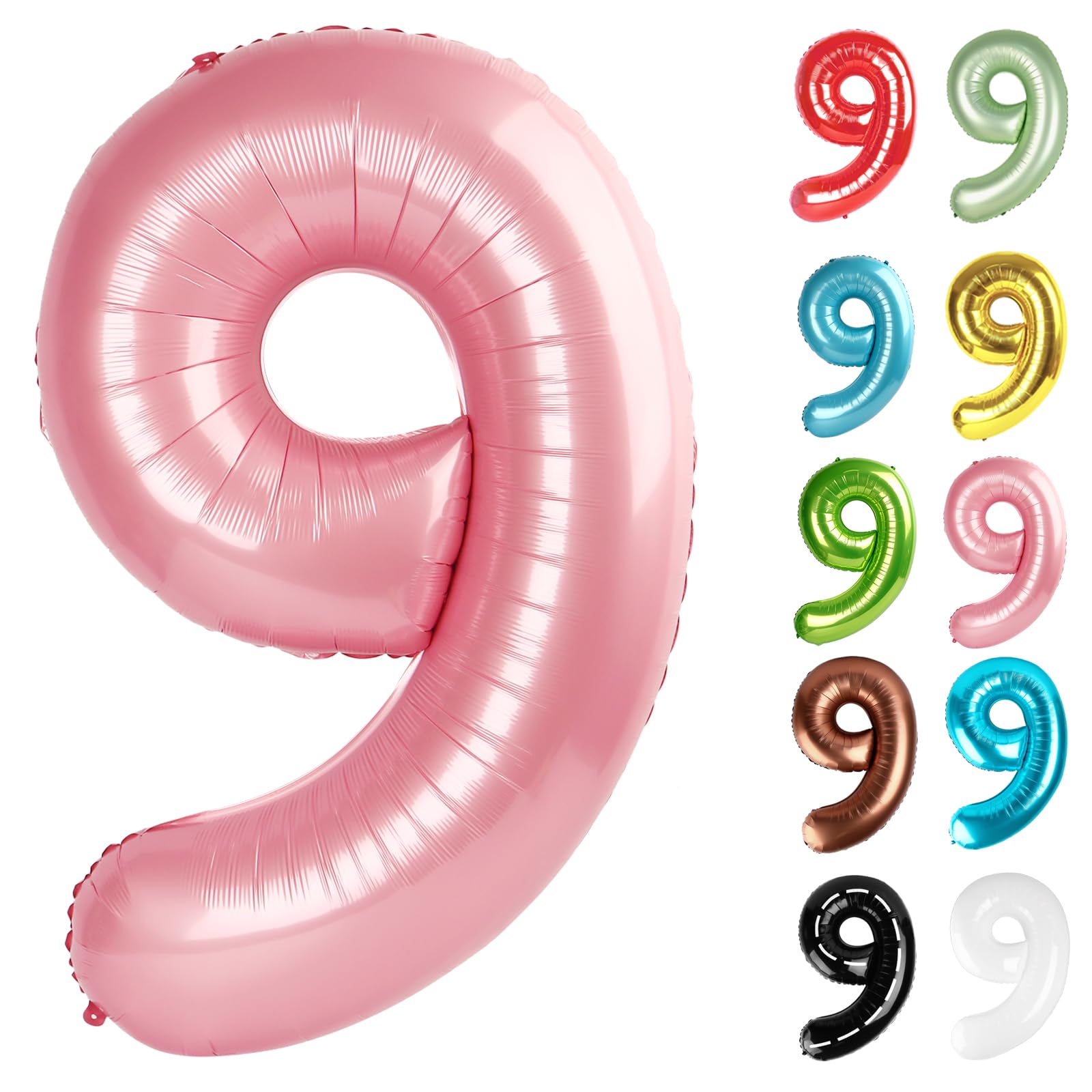 IWERP pearlescent pink 40-inch 9 balloon creates a bold birthday backdrop