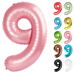IWERP pearlescent pink 40-inch 9 balloon creates a bold birthday backdrop