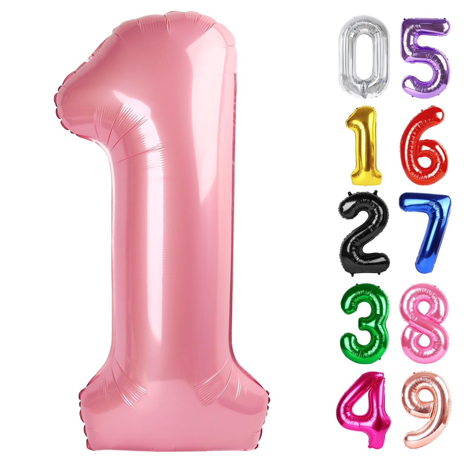 IWERP pearlescent pink number 1 balloon enhances birthday photo backdrop.
