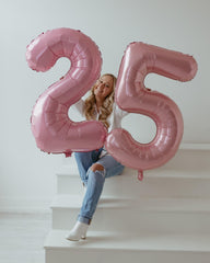 IWERP pearlescent pink number 2 balloon pack, ideal for stage backdrops and festive photo moments.