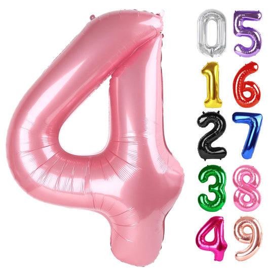 IWERP pearlescent pink number 4 balloon 40-inch creates a bold photo backdrop.