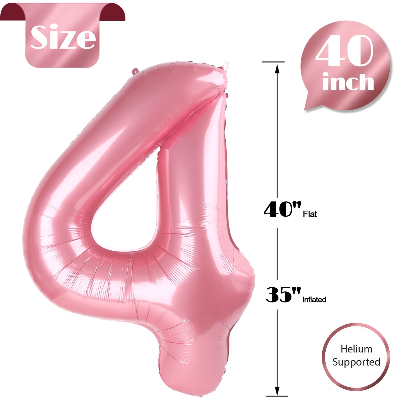 IWERP pearlescent pink number 4 balloon used as a striking photo backdrop.