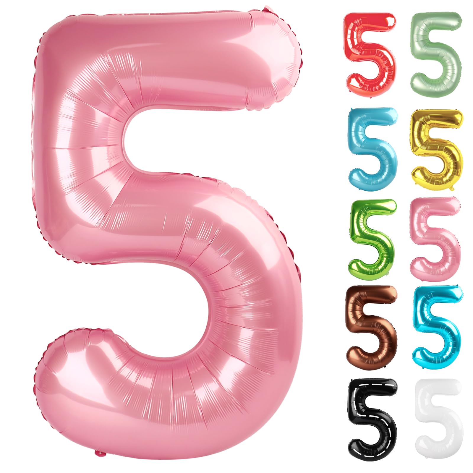 IWERP pearlescent pink 40-inch number 5 balloon brightens birthday photos
