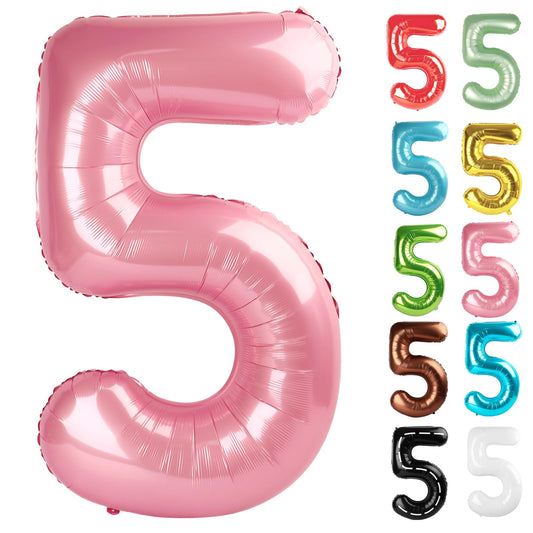 IWERP pearlescent pink 40-inch number 5 balloon brightens birthday photos