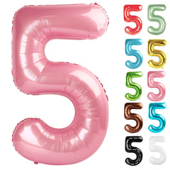 IWERP pearlescent pink 40-inch number 5 balloon brightens birthday photos