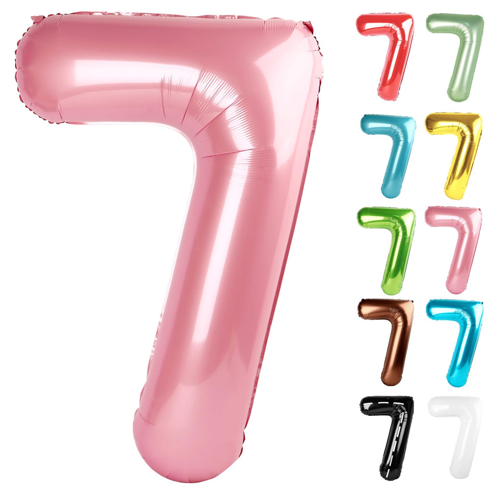 IWERP pearlescent pink number 7 balloon 40 inch ready as bold birthday decor for photos