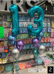 IWERP blue number balloon prop for photos and party styling.