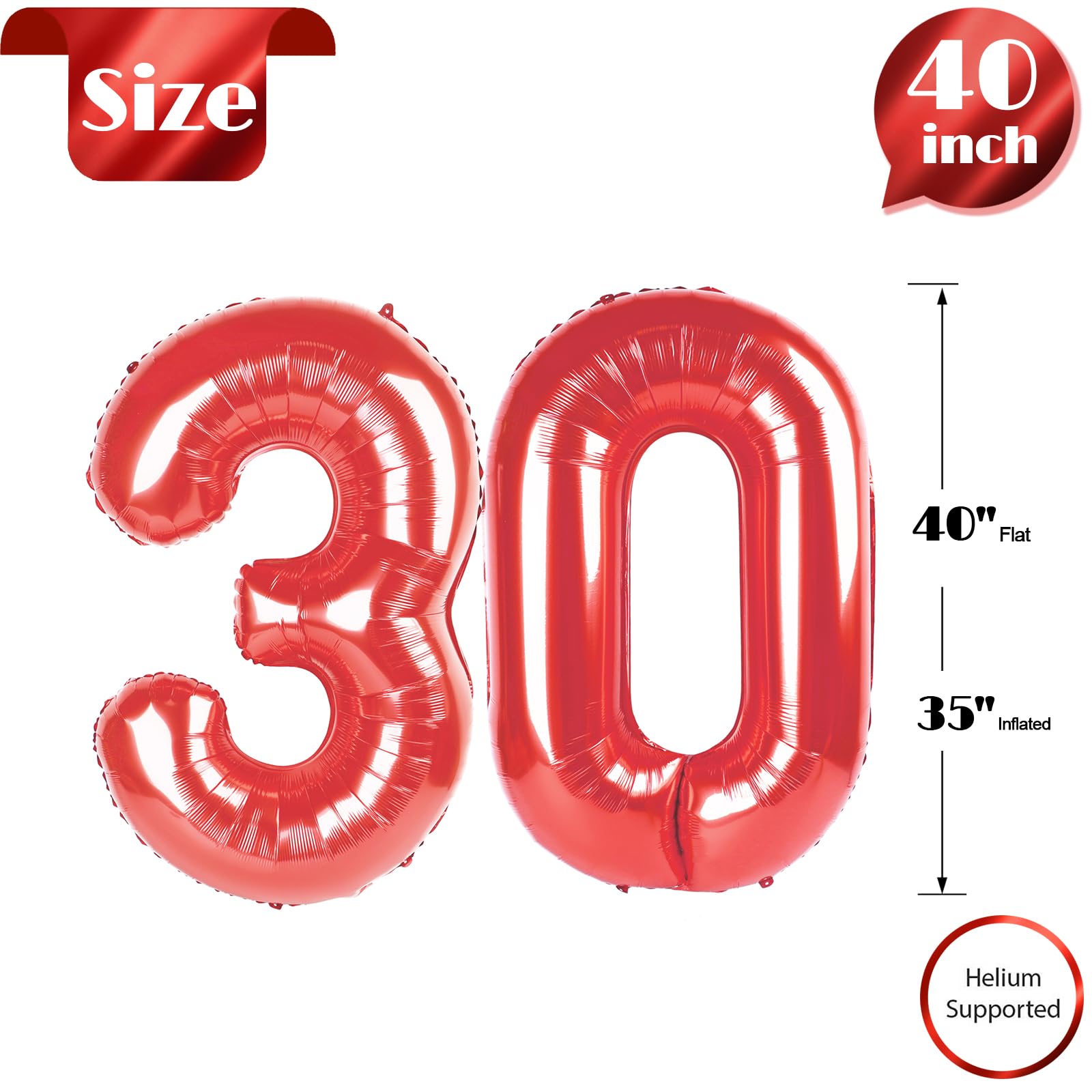 IWERP photo backdrop with red 30 balloon enhances party pictures.