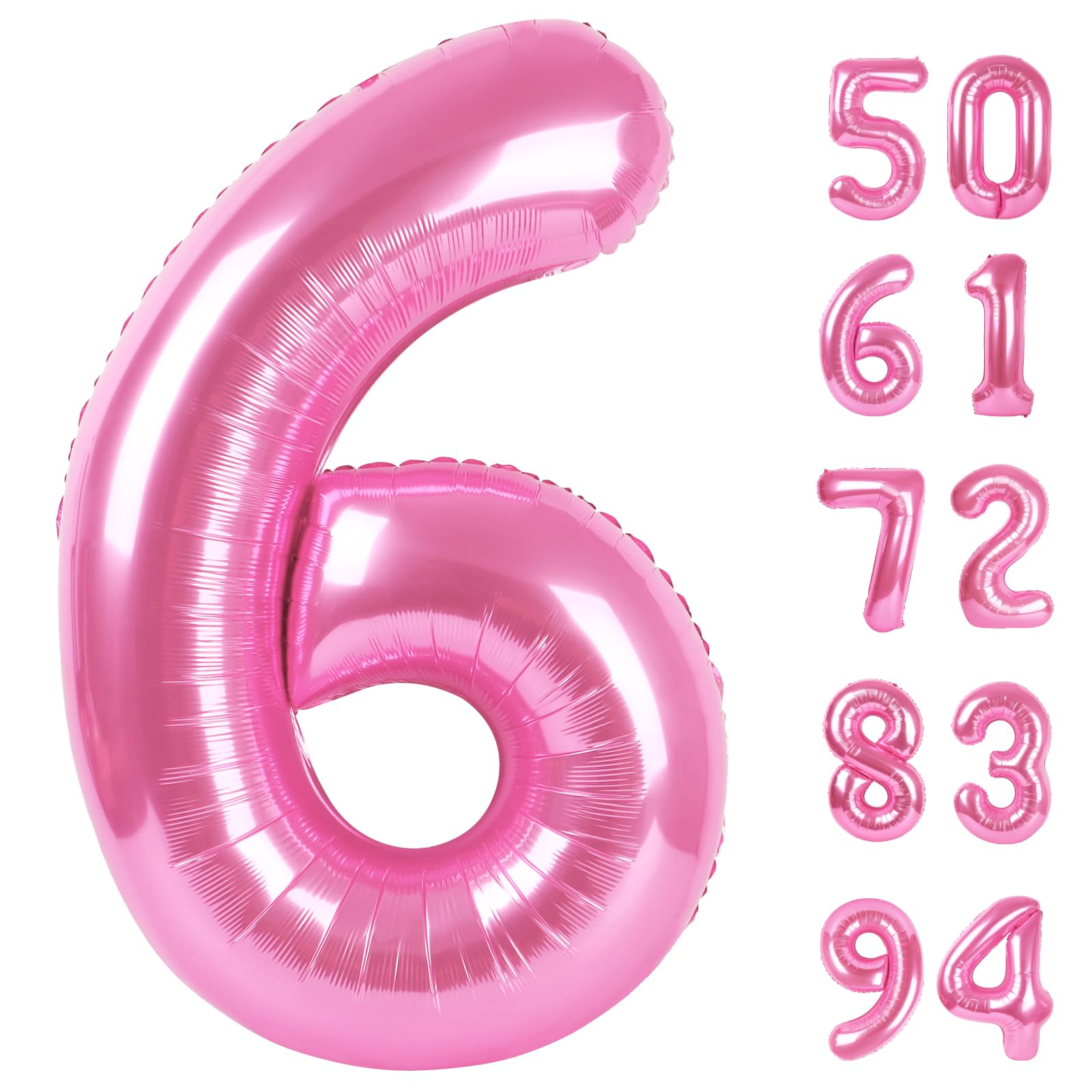IWERP Pink 40-inch Number 6 Balloon creates a bold birthday centerpiece and photo backdrop.