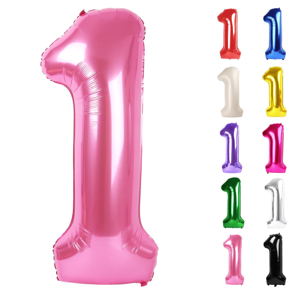 IWERP pink 1 balloon 40-inch front view for bold first birthday photos