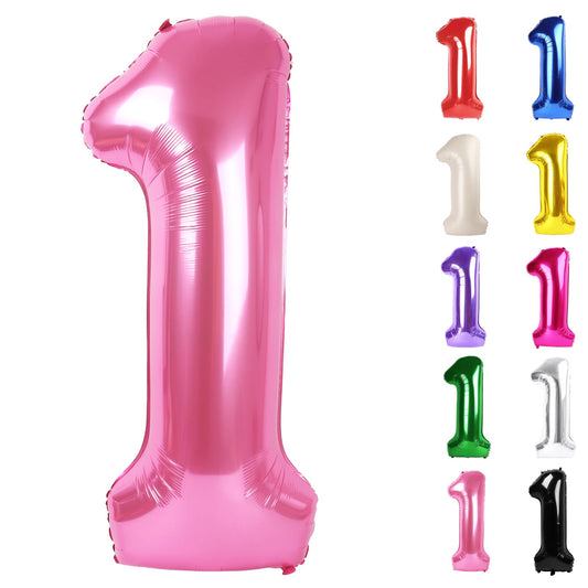 IWERP pink 1 balloon 40-inch front view for bold first birthday photos