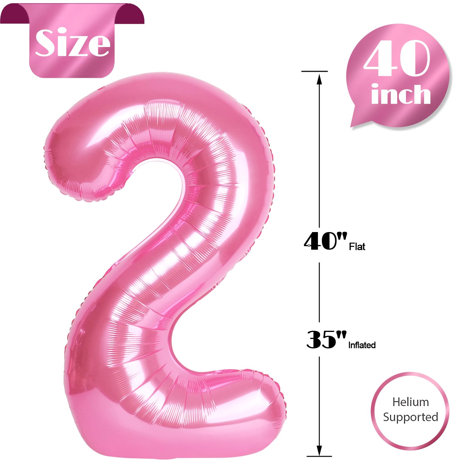 IWERP pink number 2 balloon hanging setup for versatile party displays
