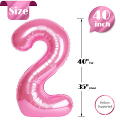IWERP pink number 2 balloon hanging setup for versatile party displays