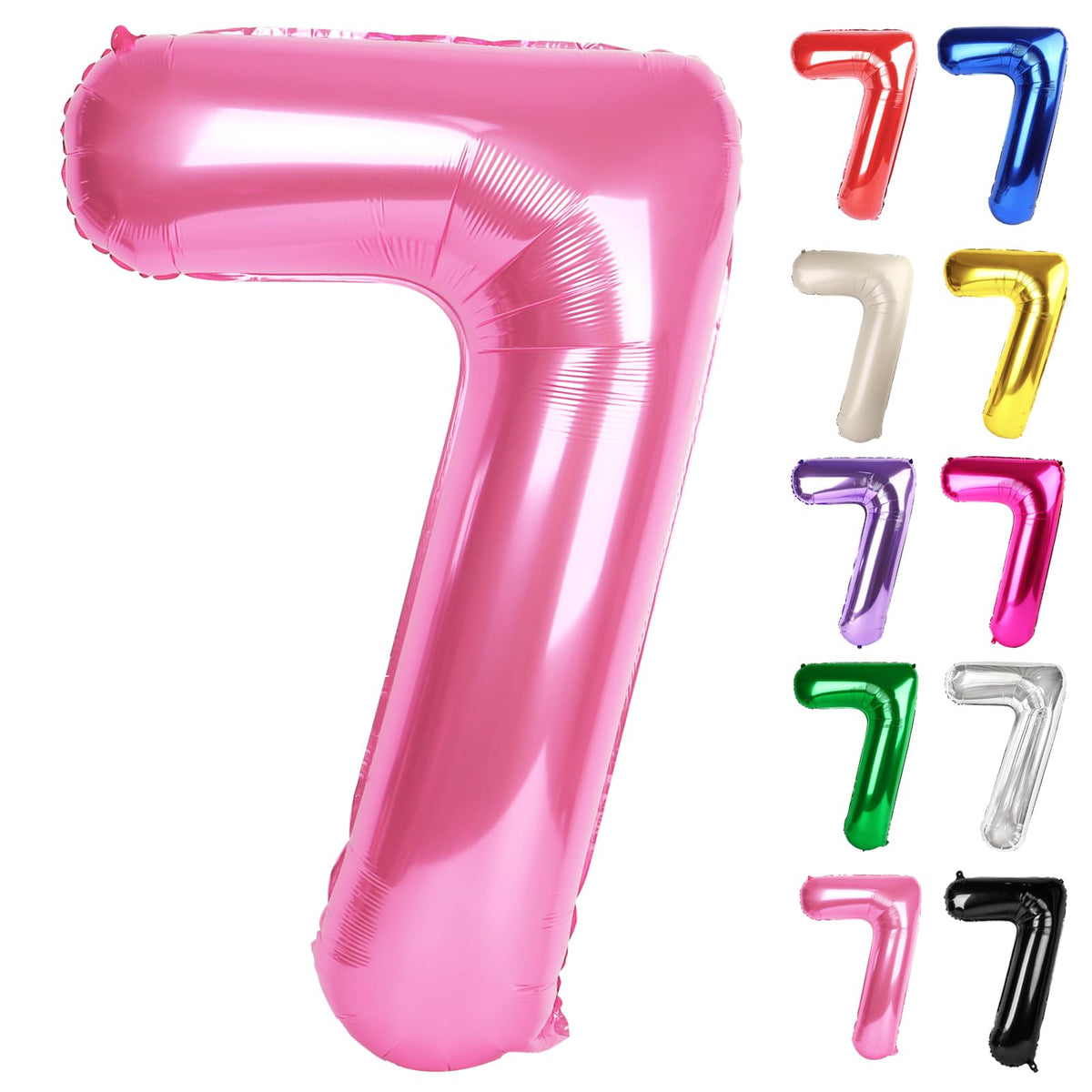 IWERP Pink Number 7 balloon 40-inch backdrop for a bold seventh birthday.