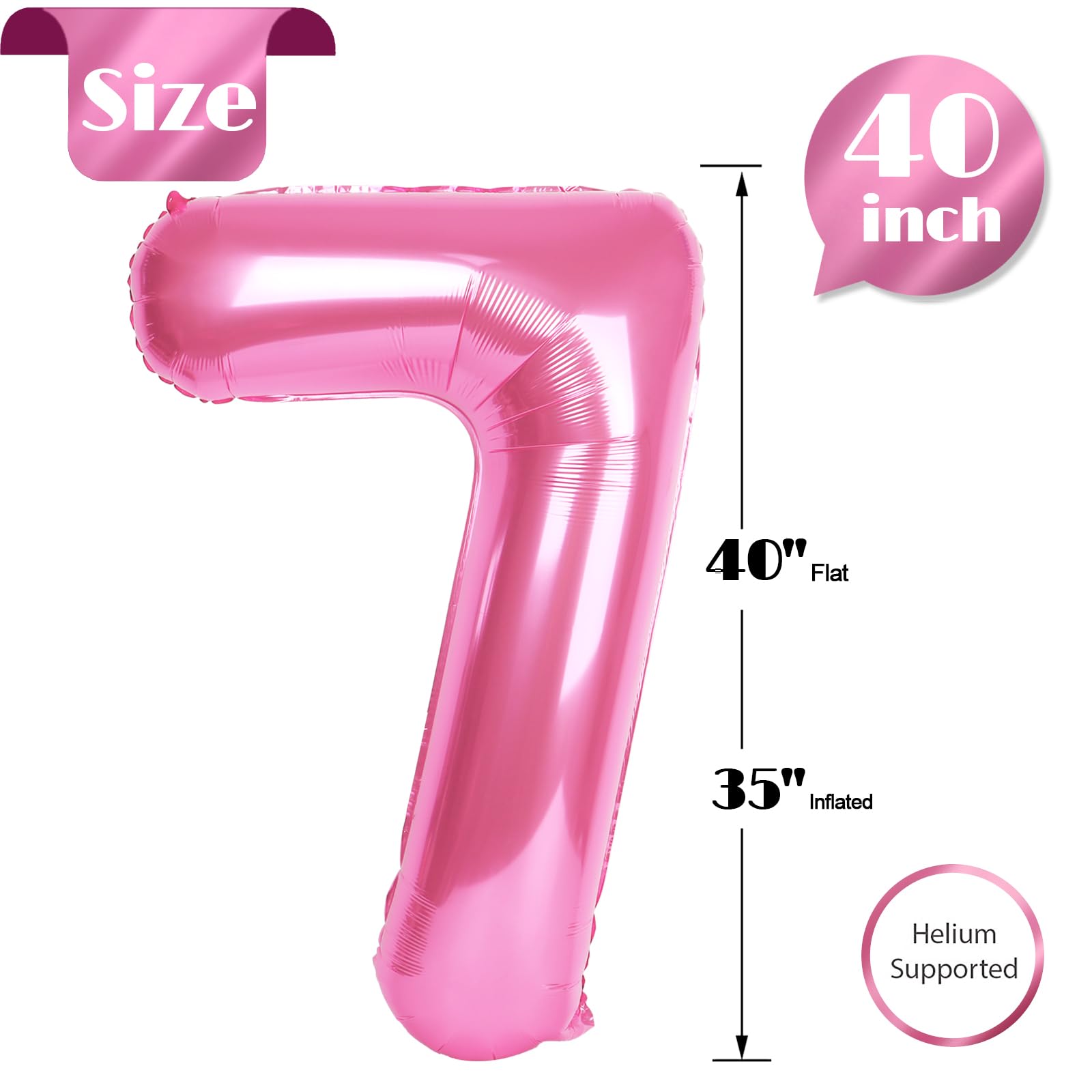 IWERP Pink Number 7 balloon dazzling finish adds elegance.