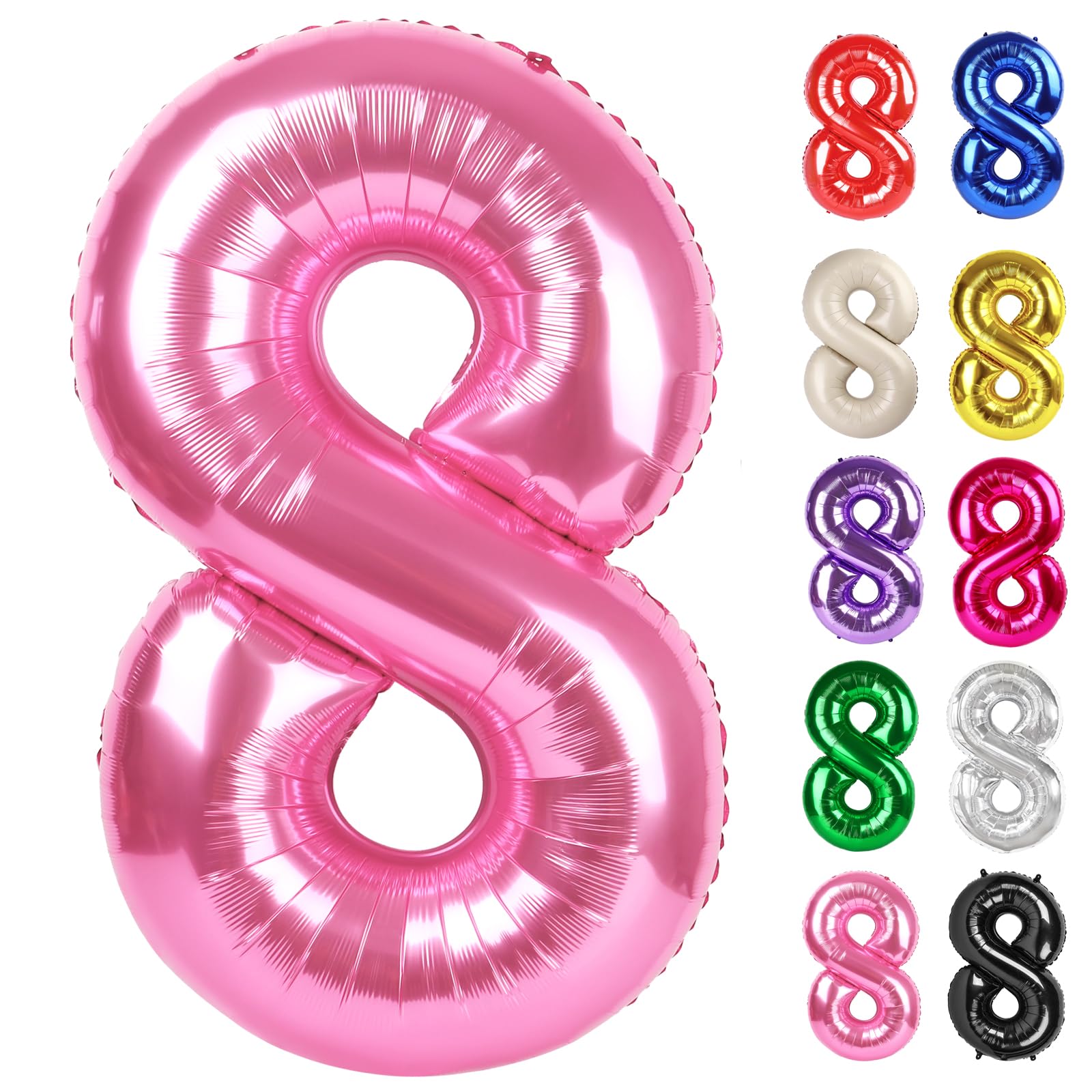 IWERP Pink Number 8 balloon 40-inch creates a striking birthday photo backdrop.