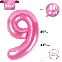IWERP Large pink 9 balloon serves as a focal party prop.