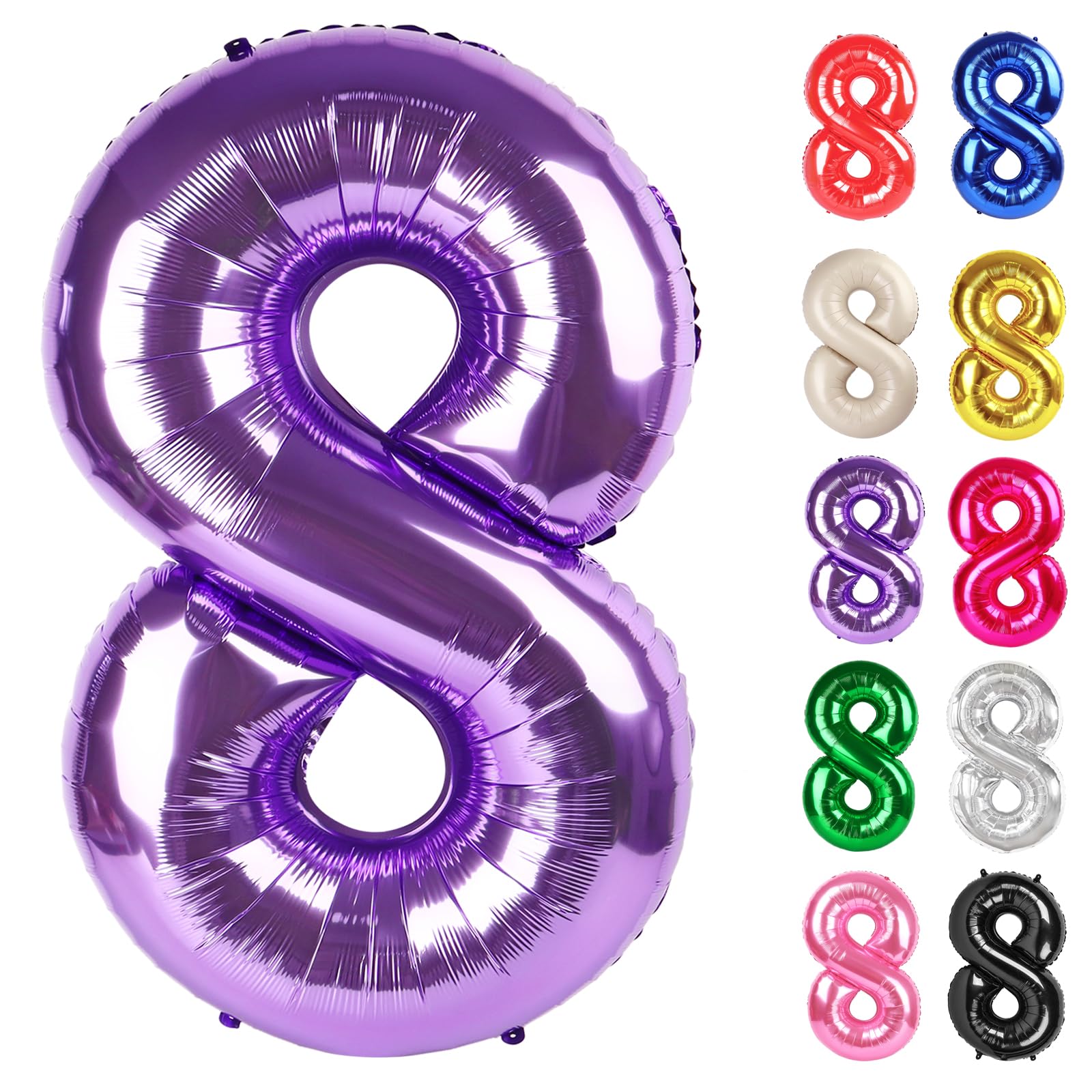 IWERP purple 40-inch number 8 balloon enhances birthday photo backdrops