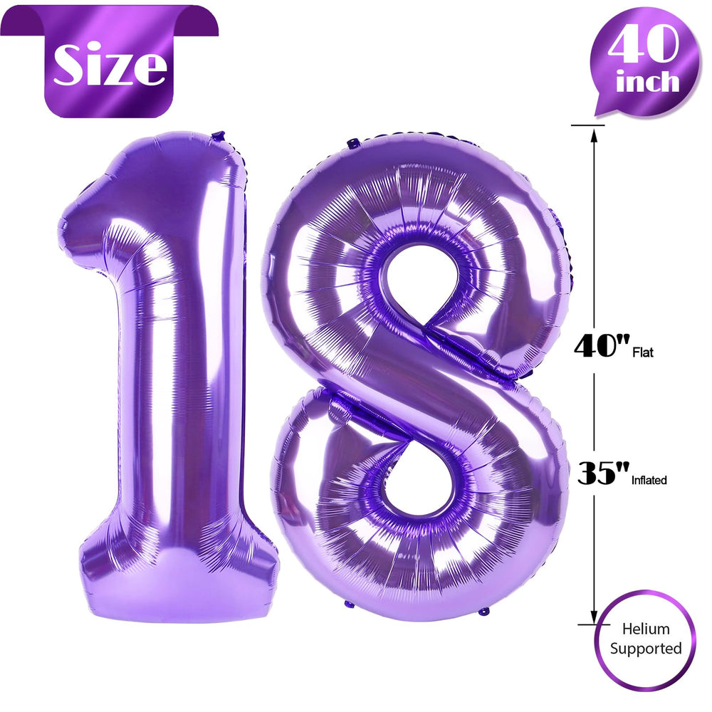 IWERP purple birthday decor balloon 18th serves as a photo backdrop.