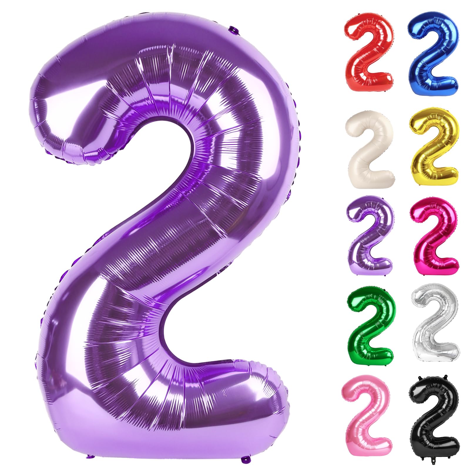 IWERP purple number 2 balloon 40-inch, ideal photo backdrop for parties.