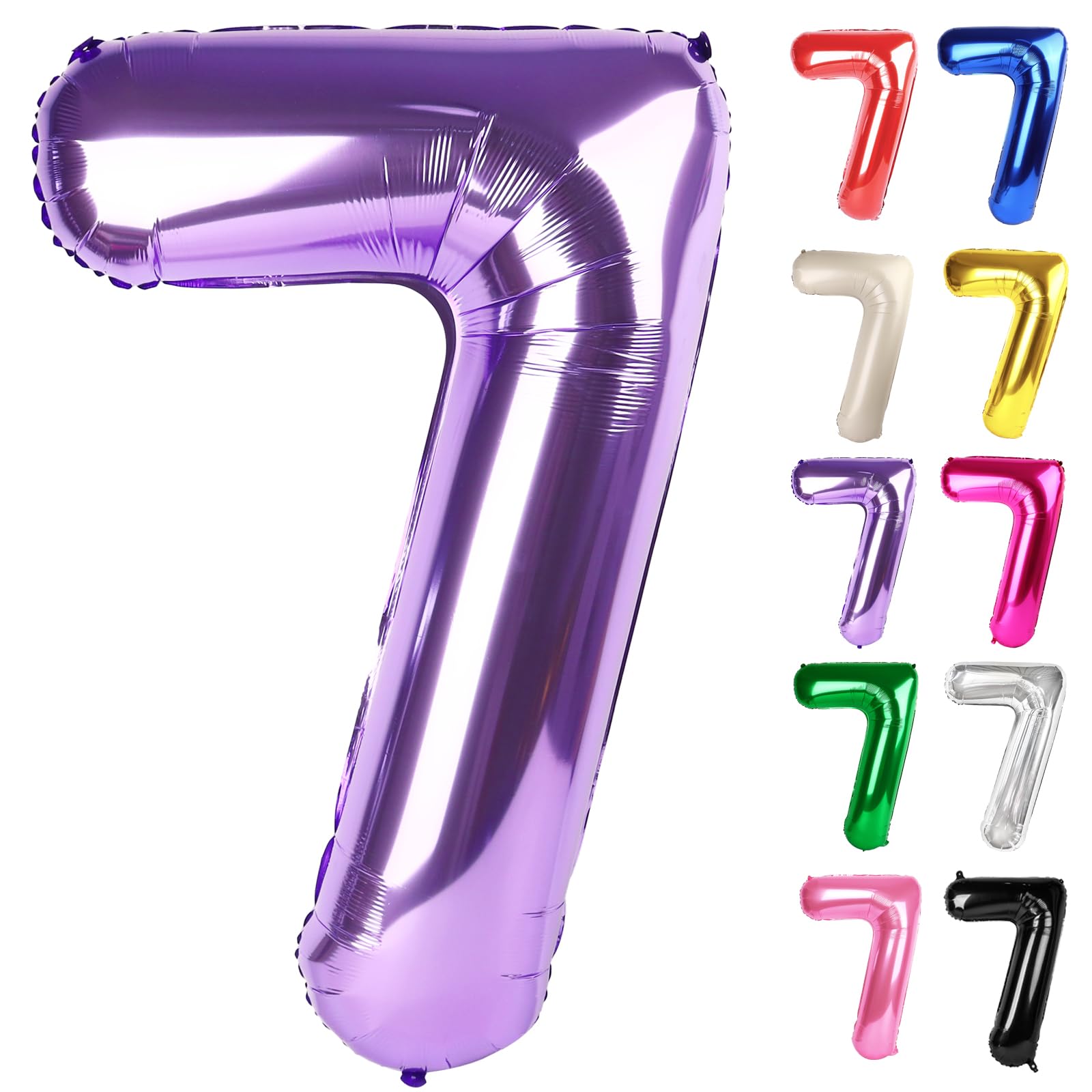 IWERP Purple Number 7 balloon 40-inch foreground for bold birthday photos.