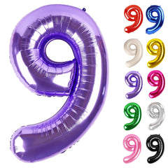 IWERP purple number 9 balloon 40 Inch, front view, ideal centerpiece for ninth birthday decor.