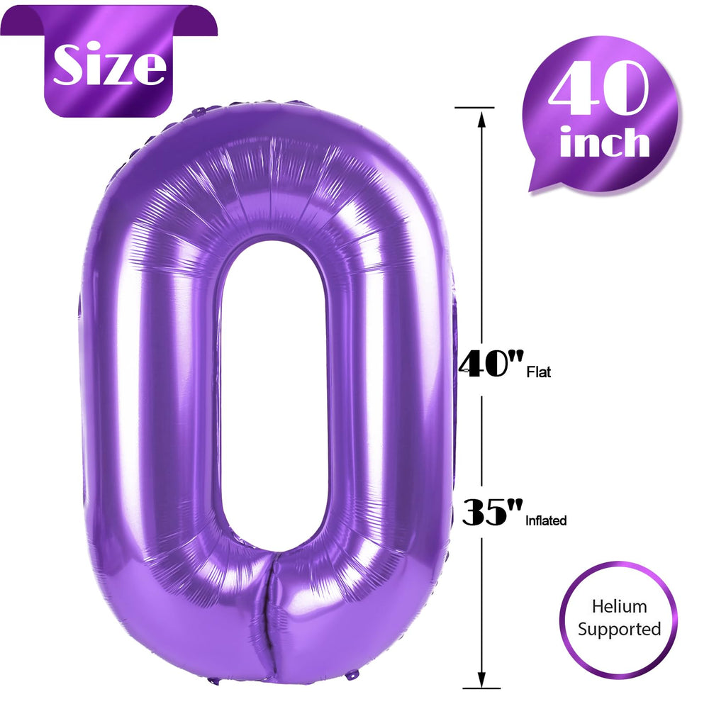 IWERP Purple Number Balloon 40 Inch self-seals for easy inflation and reuse
