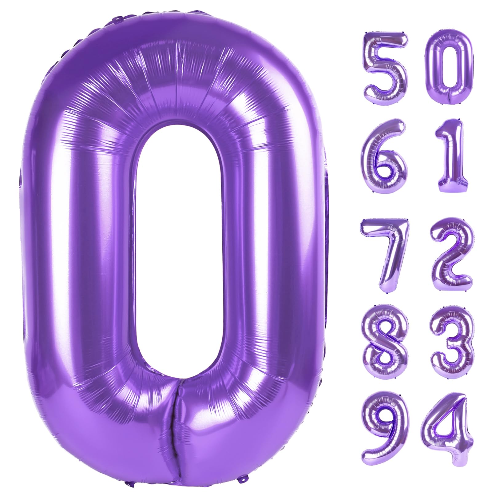 IWERP Purple Number Balloon 40 Inch zero close-up, ideal centerpiece for milestone birthdays