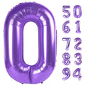 IWERP Purple Number Balloon 40 Inch zero close-up, ideal centerpiece for milestone birthdays