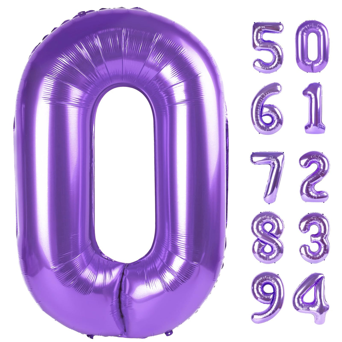 IWERP Purple Number Balloon 40 Inch zero close-up, ideal centerpiece for milestone birthdays