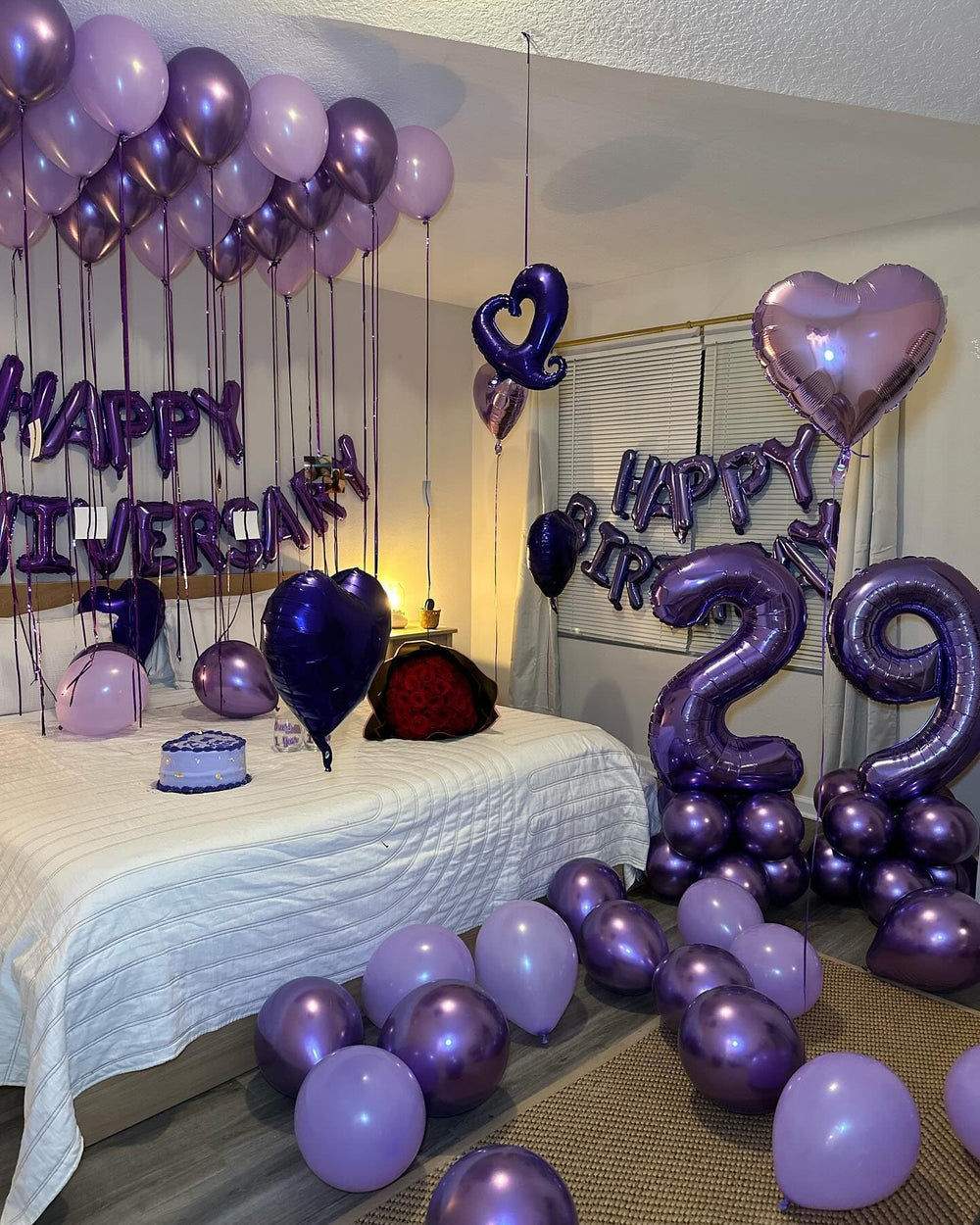 IWERP purple number balloon stage backdrop enhances party visuals and helps set the mood.