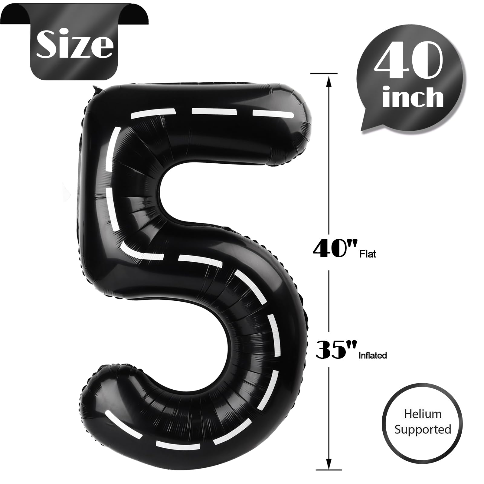 IWERP Race Car Number 5 balloon with self-sealing valve, easy inflation and storage.
