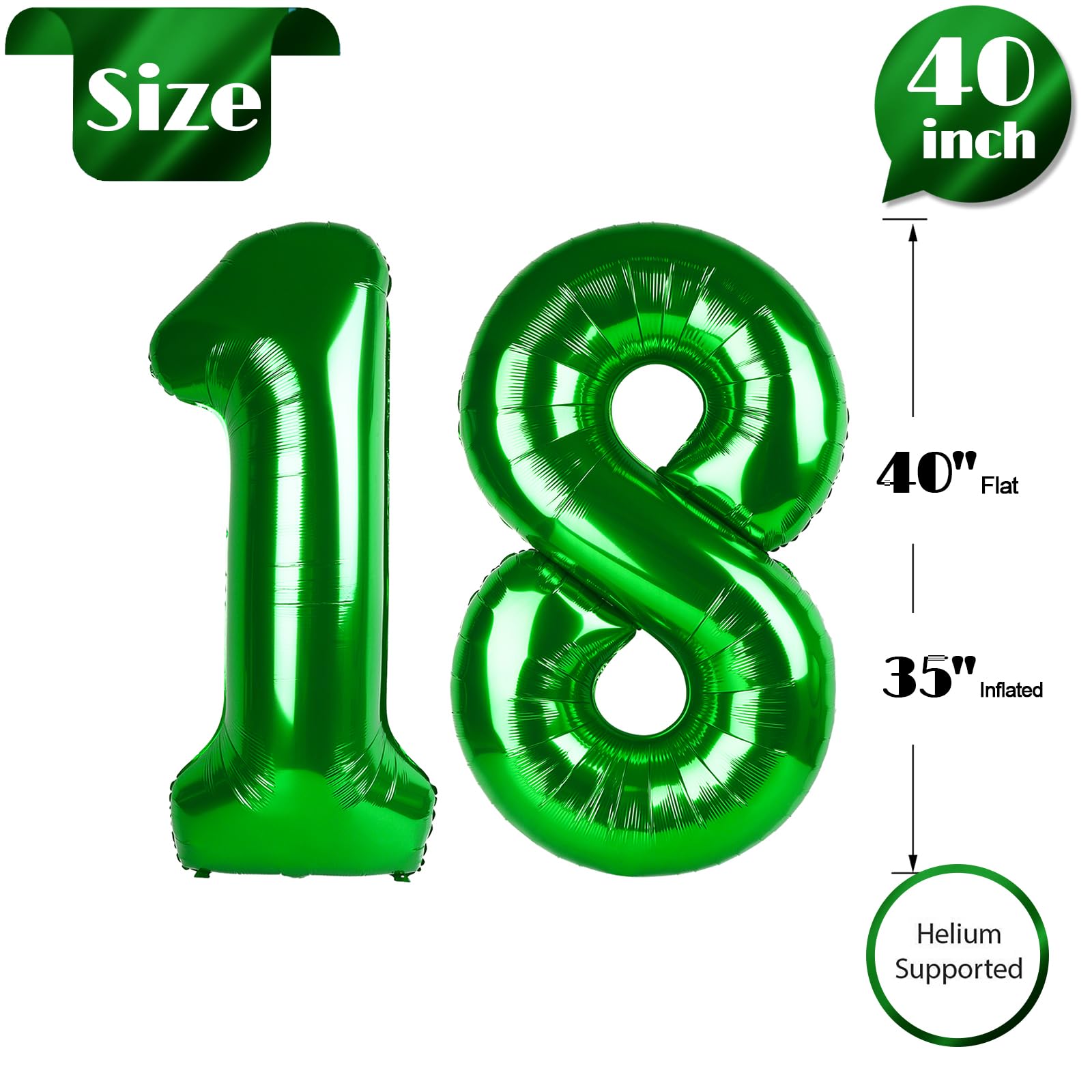 IWERP Radiant green foil balloon—glossy finish uplifts any green-themed party.