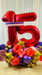 IWERP Red 5 balloon 40 inch pairs with other numbers for milestones.